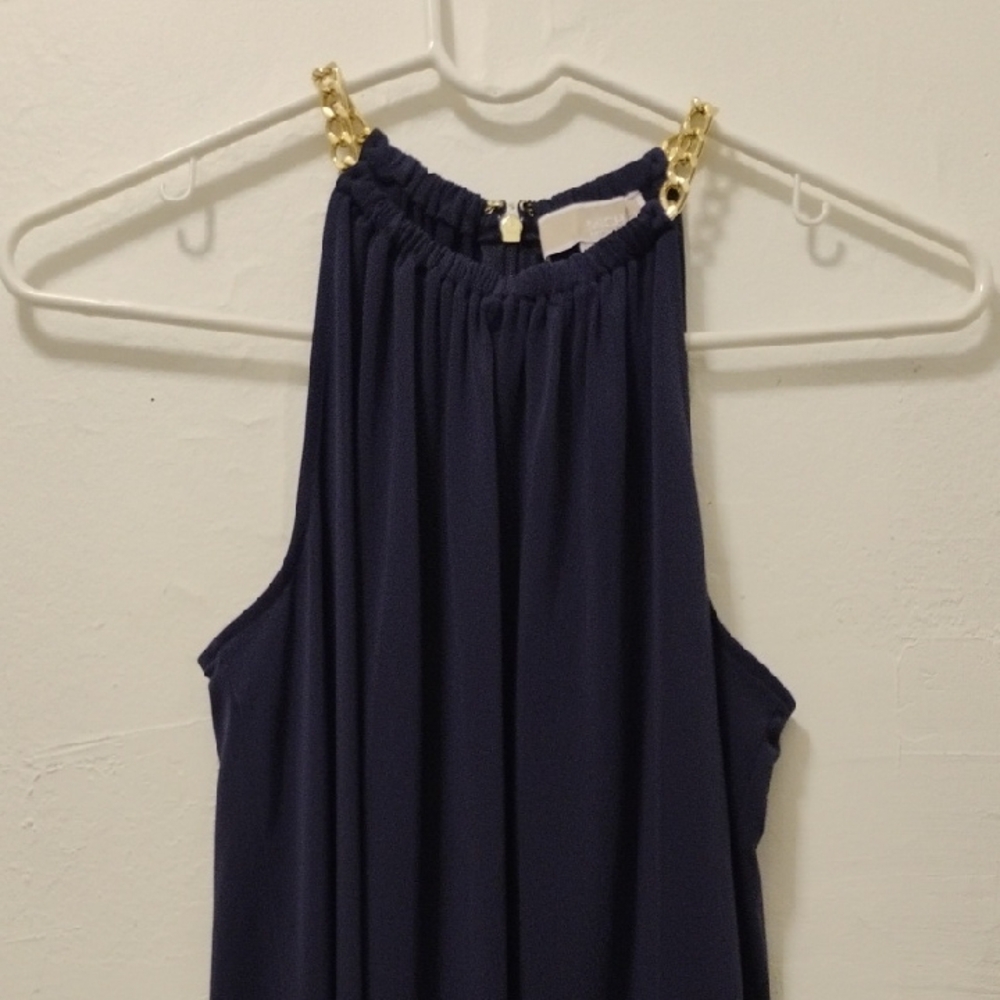 MICHAEL Michael Kors Navy Tank Top with Gold Details